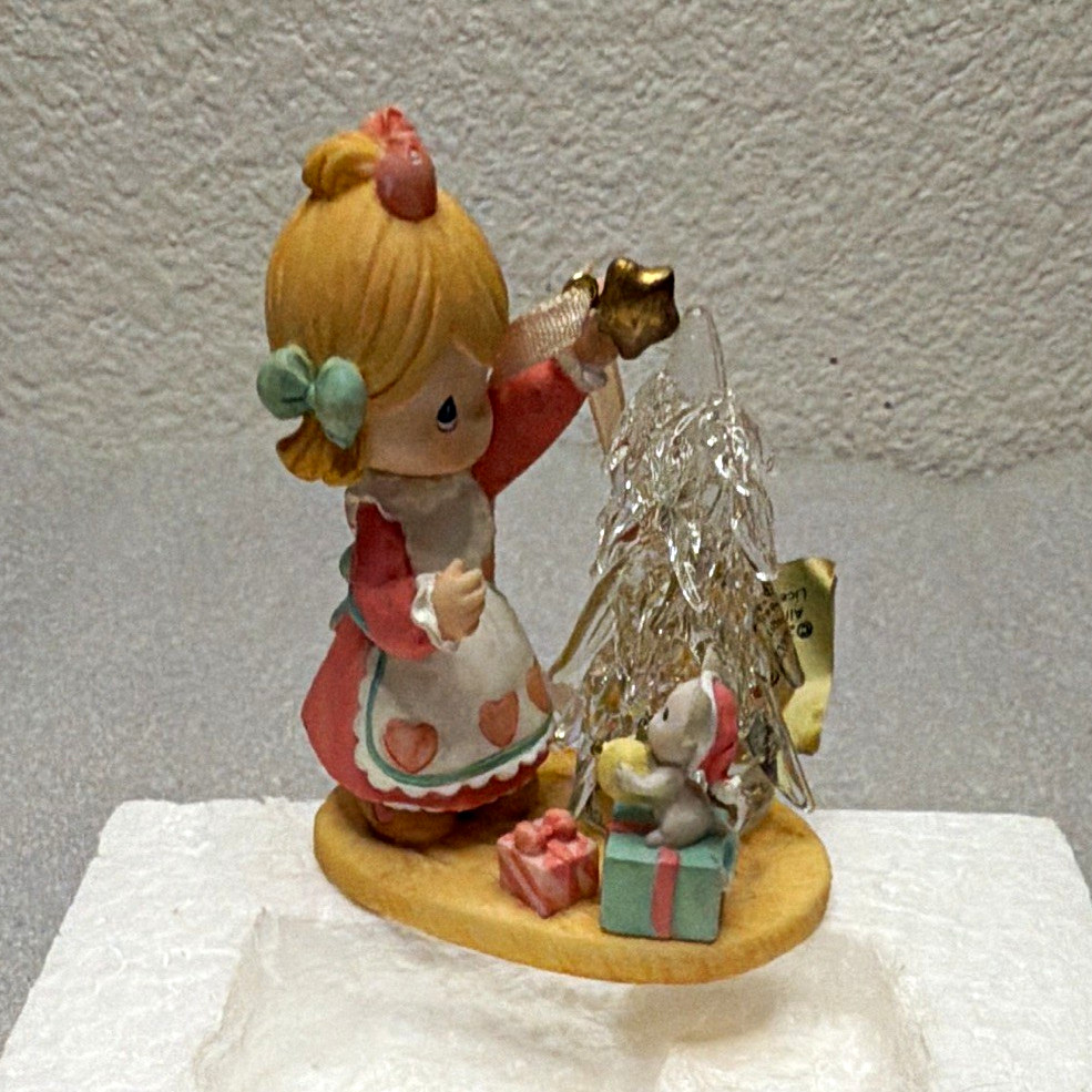 Enesco Precious Moments Girl Figurine w/ Tree & Gifts, Christmas, Boxed