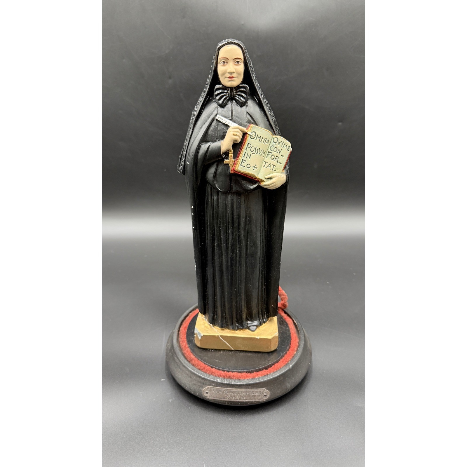 Vintage Saint Frances Xavier Cabrini Mother Cabrini Statue with Glass Dome 1939