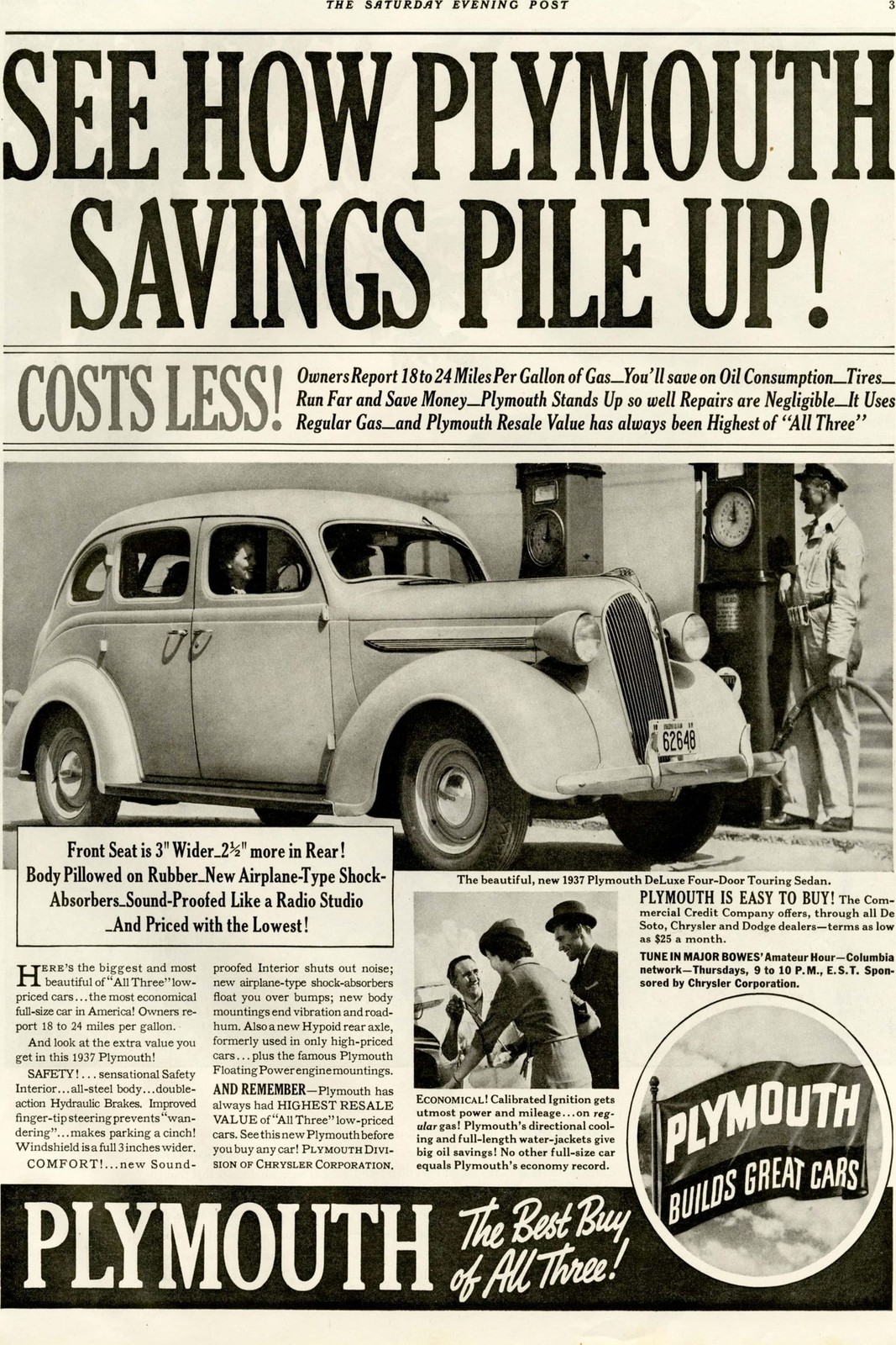 🚗 Plymouth Savings Ad Poster (1937) - 24x36” 📰 - Vintage Home Decor