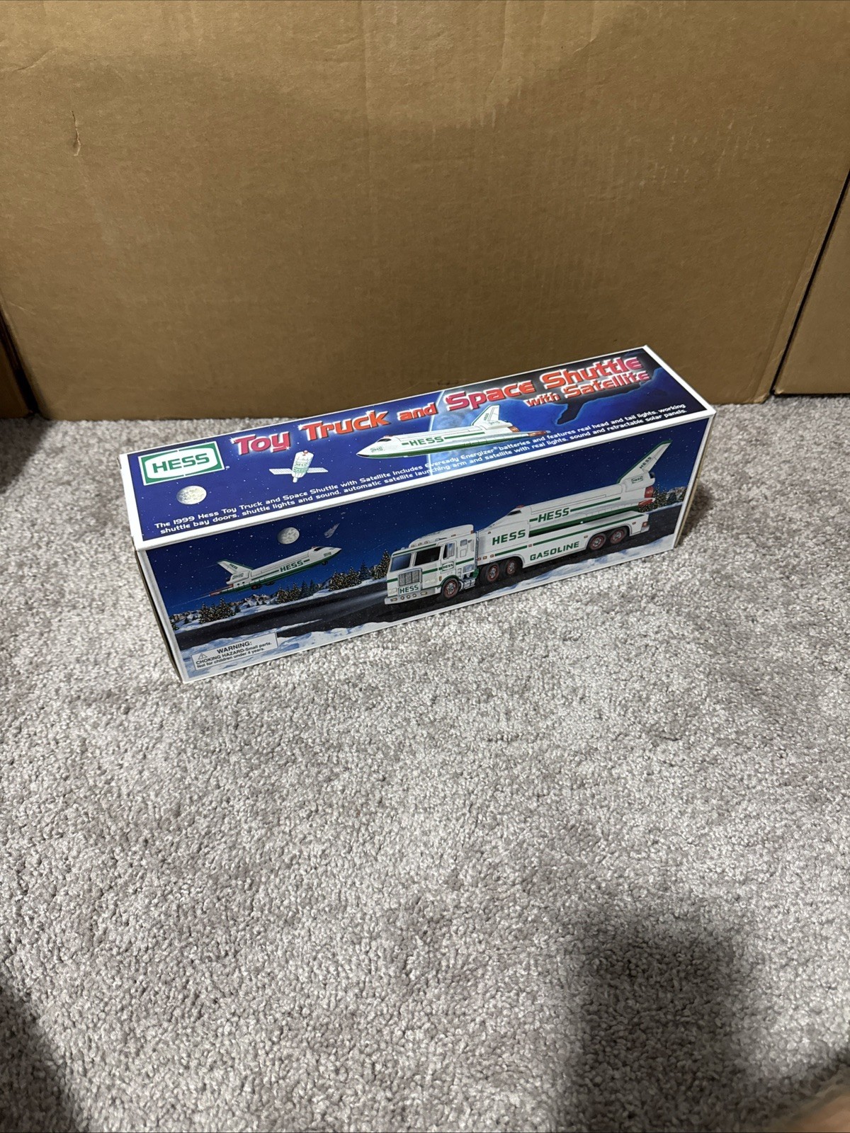 Hess 1999 Toy Truck & Space Shuttle w/ Satellite w/ Box Gas & Oil Theme
