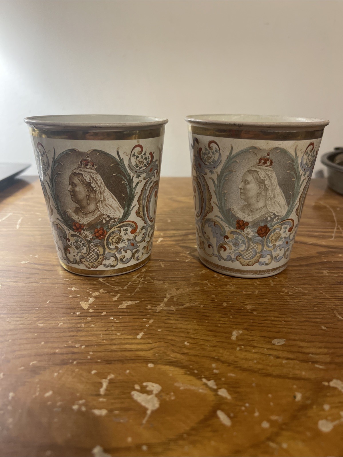 Antique Enamel Over Metal Cup Beaker Queen Victoria Diamond Jubilee 1837-1897