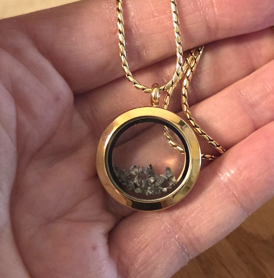 18k Gold Moon Rock Locket, Lunar Meteorite Necklace Jewelry w/ Authenticity Card