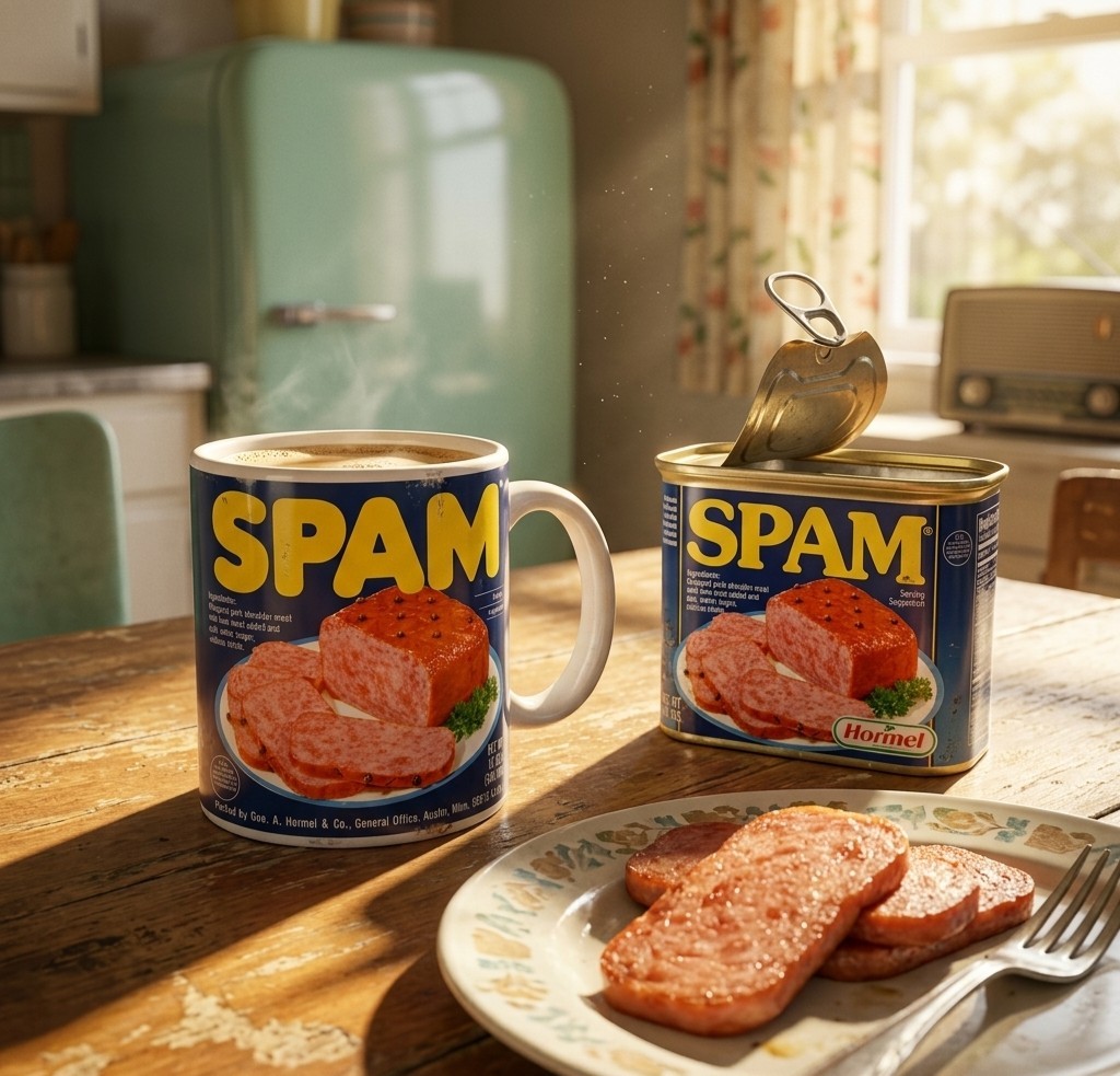SPAM Hormel Vintage Can Design Coffee Mug - Retro Novelty Advertising Cup