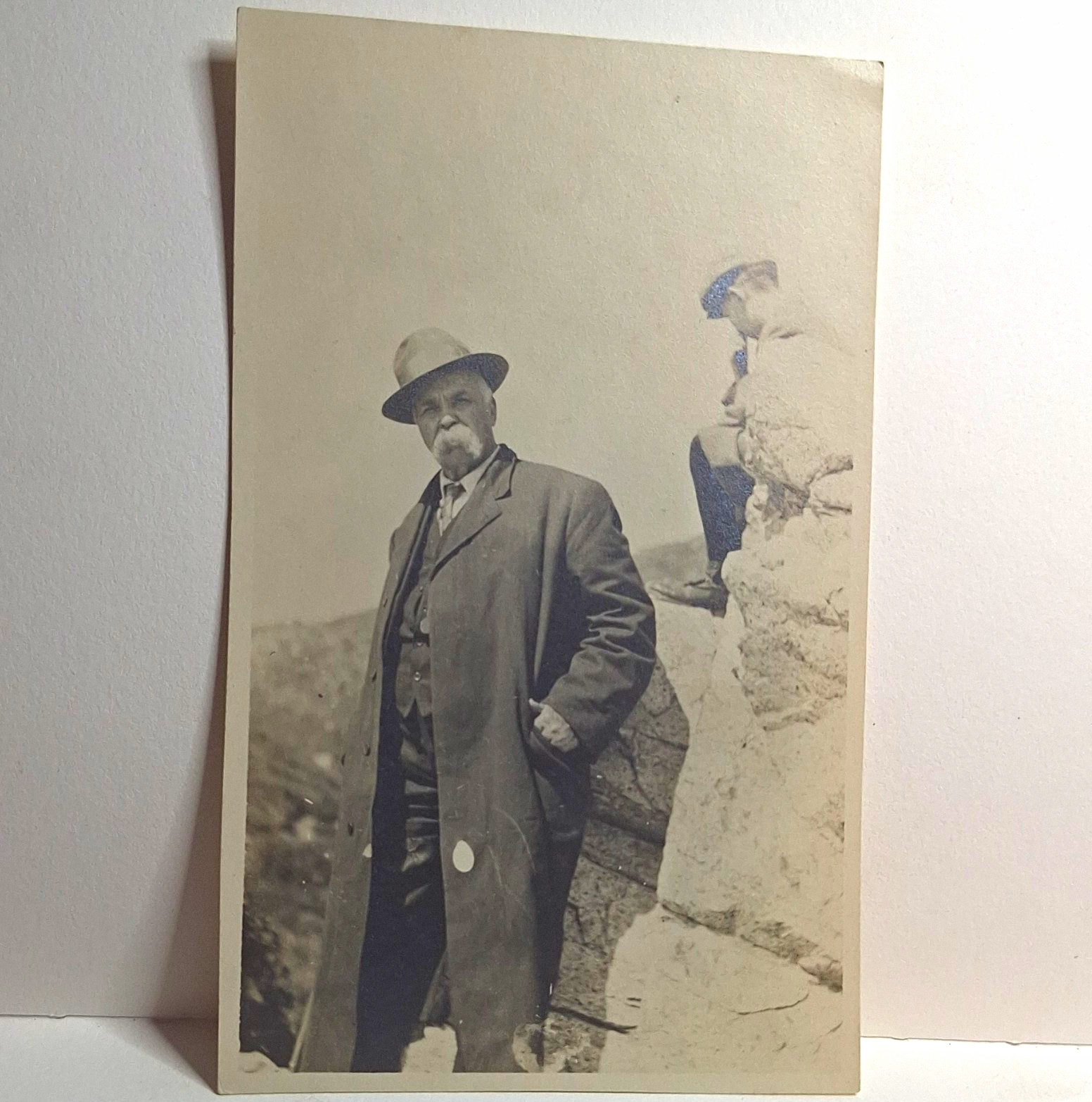 Vintage Real Photo RPPC Man in Hat Coat Outdoors Postcard Divided Back Unposted