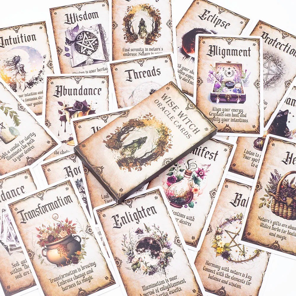 Wise Witch Oracle Deck 20 Cards Mini Set Tarot Style Divination Witchcraft Gift