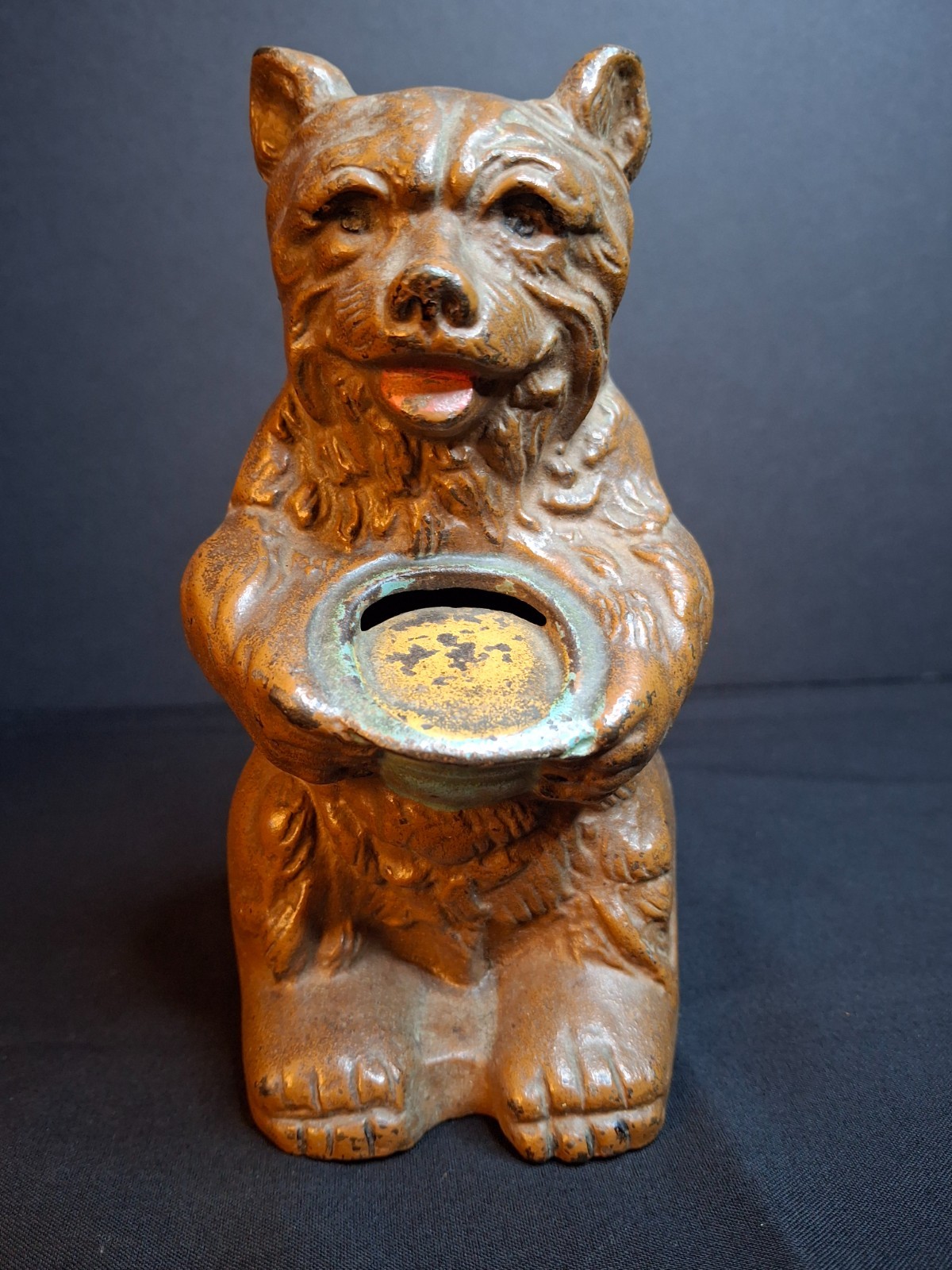 Antique Hubley Cast Iron Bear Honey Pot Still Bank Exceptional Original Paint