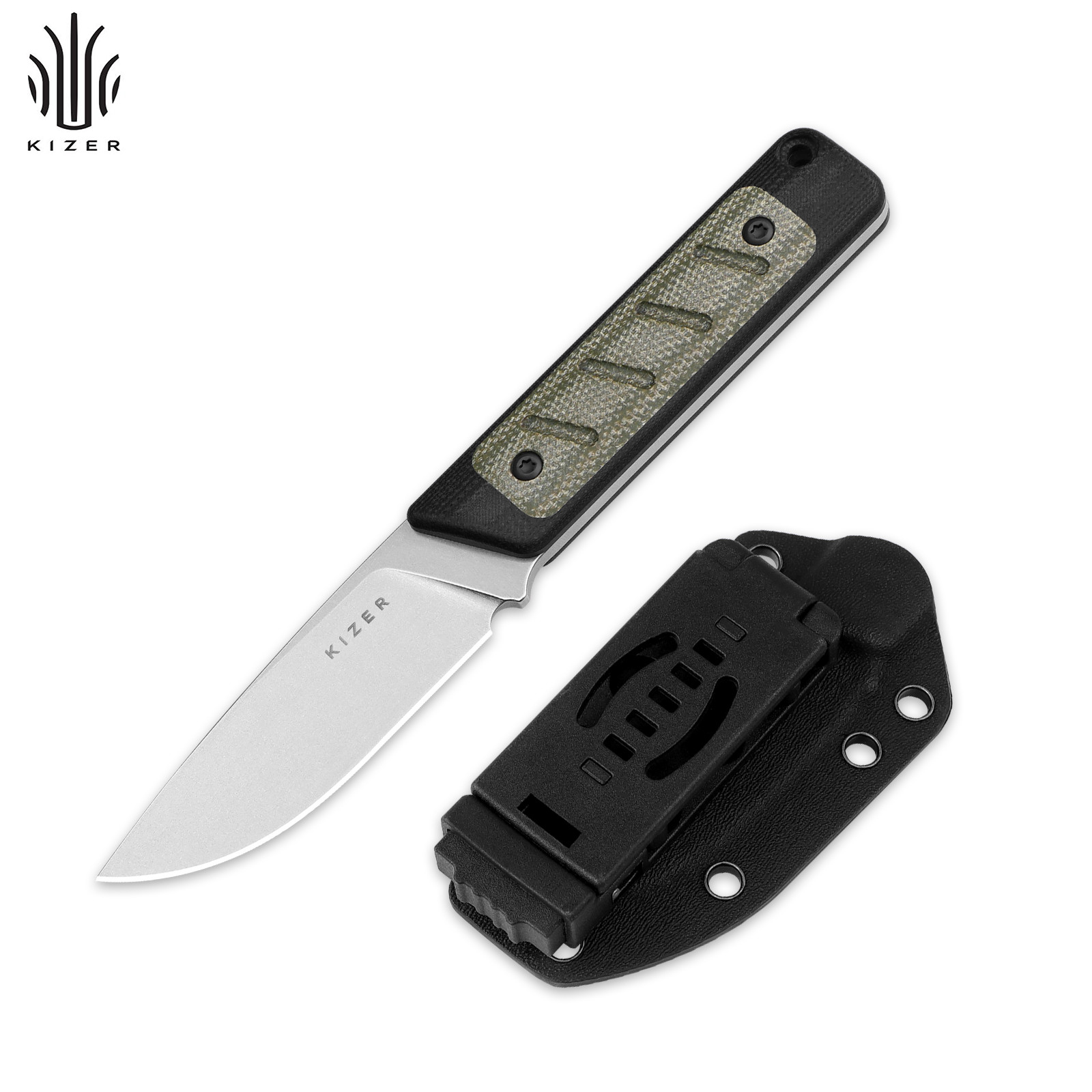 Kizer Smolt Drop Point Fixed Blade Knife 14C28N Blade G10+Micarta Handle 1063A6