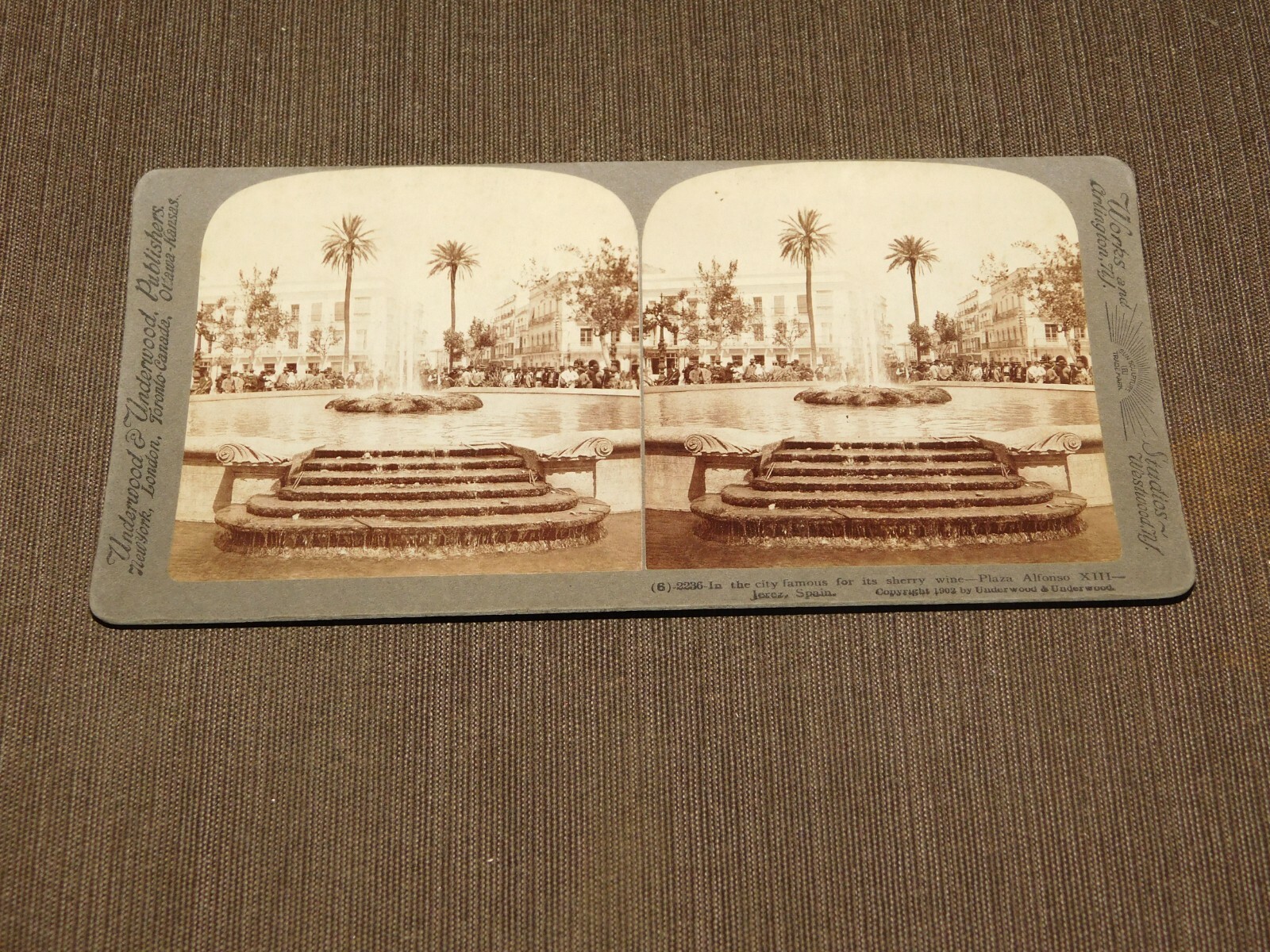 VINTAGE STEREOVIEW STEREOSCOPE CARD PLAZA ALFONSO XIII JEREZ SPAIN 1902 VINTAGE STEREOVIEW STEREOSCOPE CARD PLAZA ALFONSO XIII JEREZ SPAIN 1902