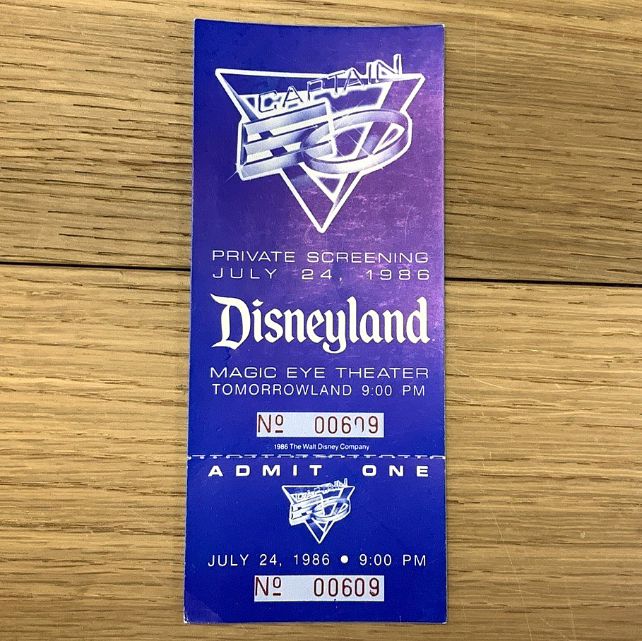 Disneyland Michael Jackson Captain EO Early Screening Ticket #609 Unused 1986