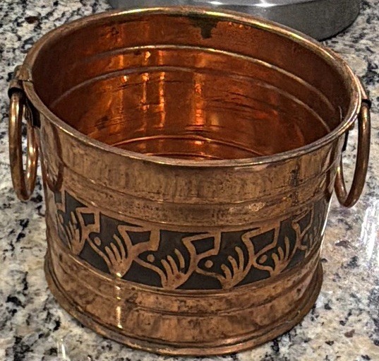 Vintage Signed Palombaro Art Co Copper Planter Cachepot Pot Pre-Columbian Tribal