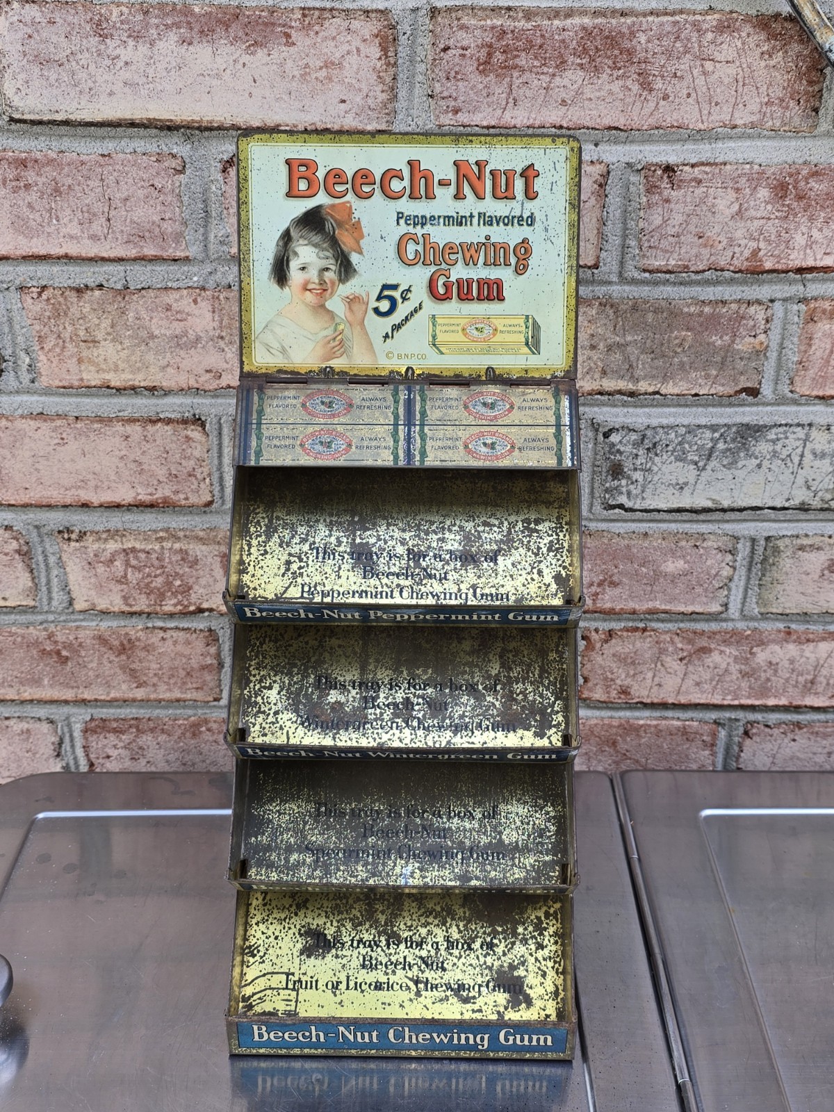 Antique 1915s Beech-Nut Chewing Gum Original Advertising Store Display  @@ Nice