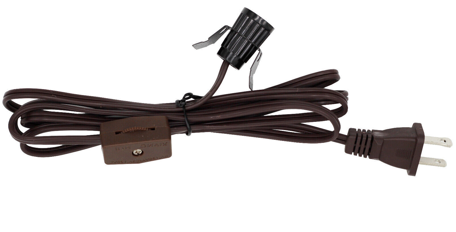 Brown Clip-In Lamp Cords, 6 Foot with On/Off Switch -Wholesale Pack of 10 Cords