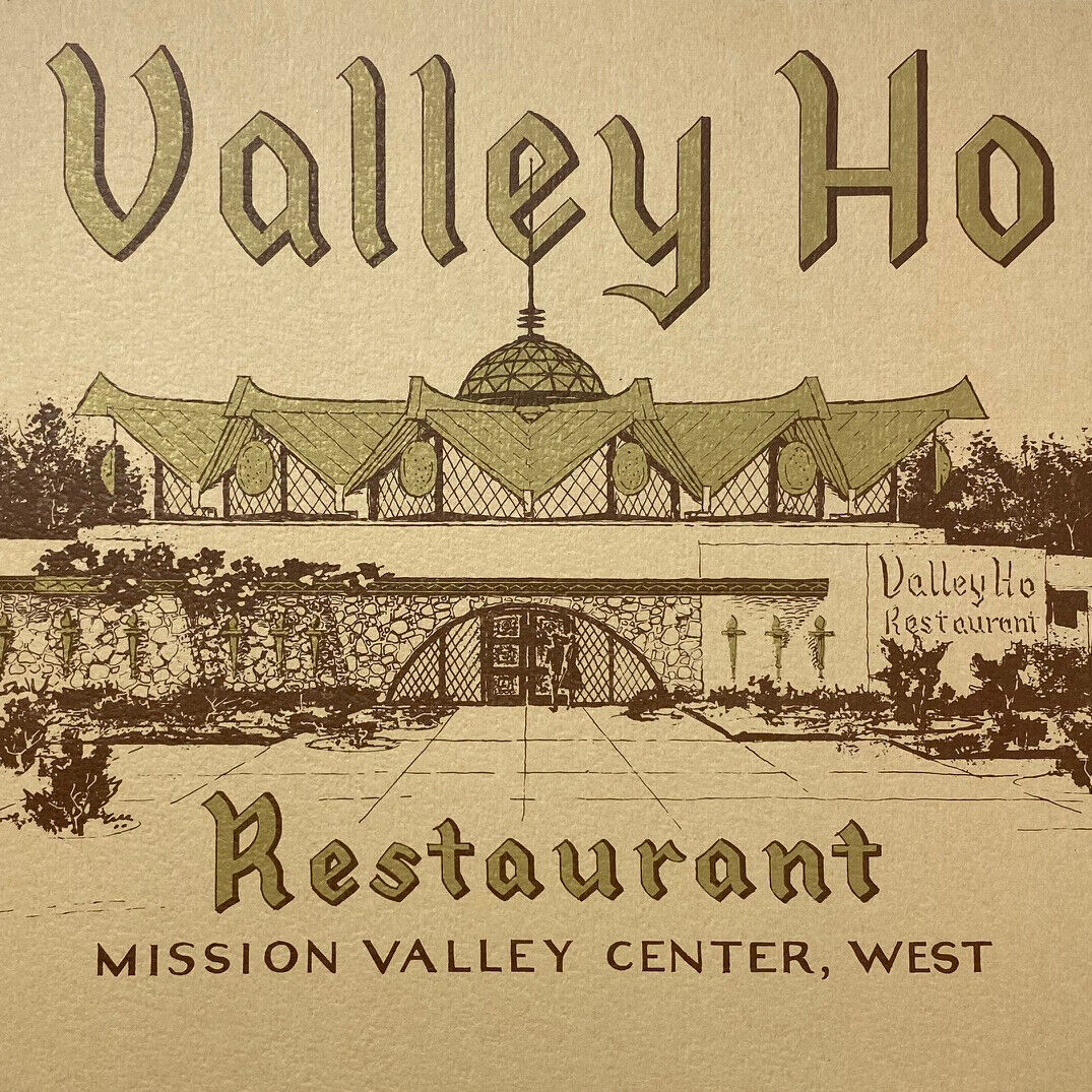 1960s Valley Ho Restaurant Menu Mission Valley Center West San Diego California