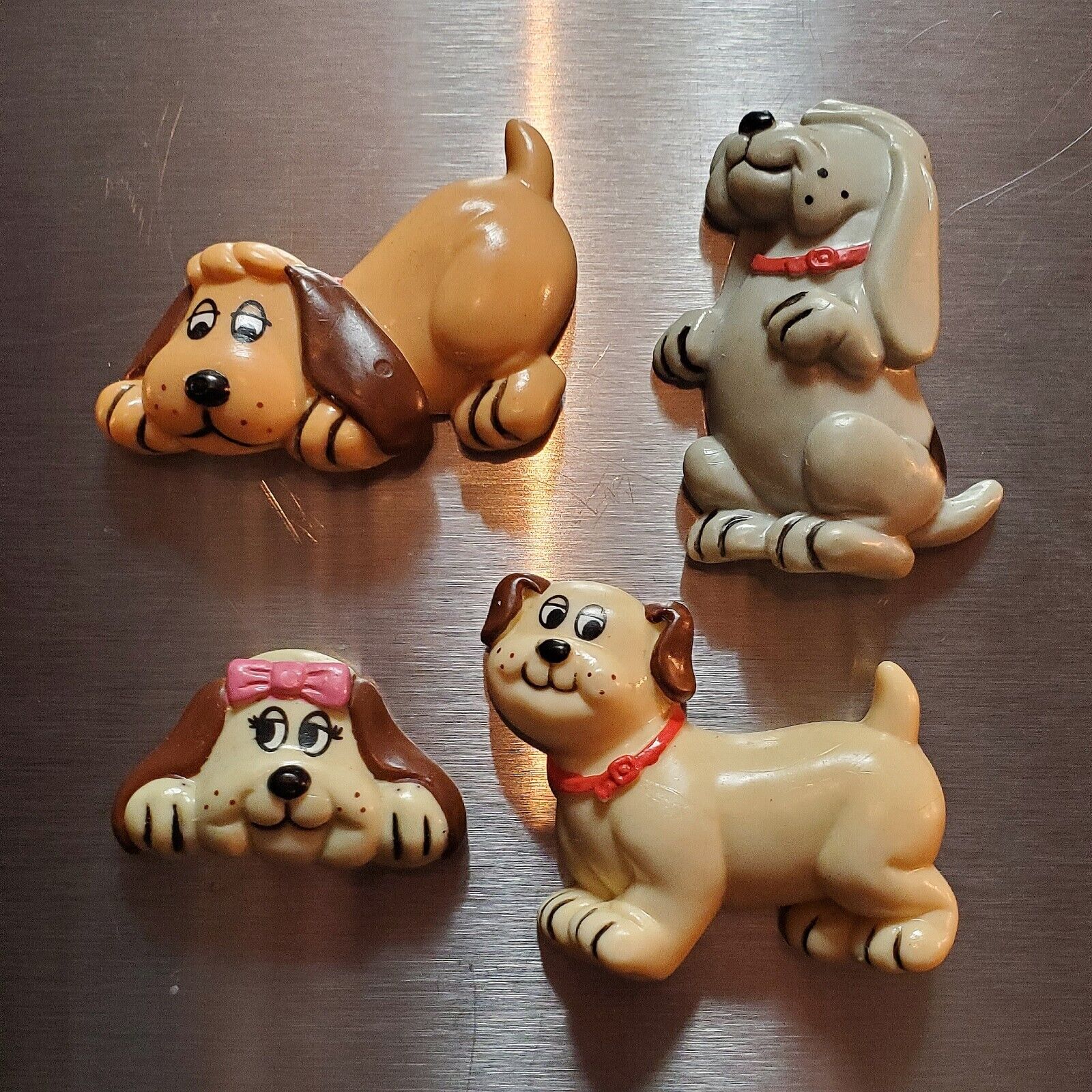 Vintage TONKA Pound Puppies Dog 1986 Refrigerator Fridge Magnets (Set of 4)