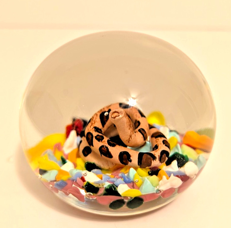 Vintage Maude and Bob St Clair 1973 Glass Blown Snake Paperweight 