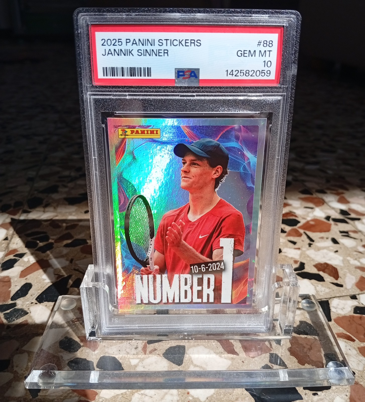 ⭐POP1⭐ PSA 10 Panini JANNIK SINNER OFFICIAL Sticker 2025 Number 1 #88