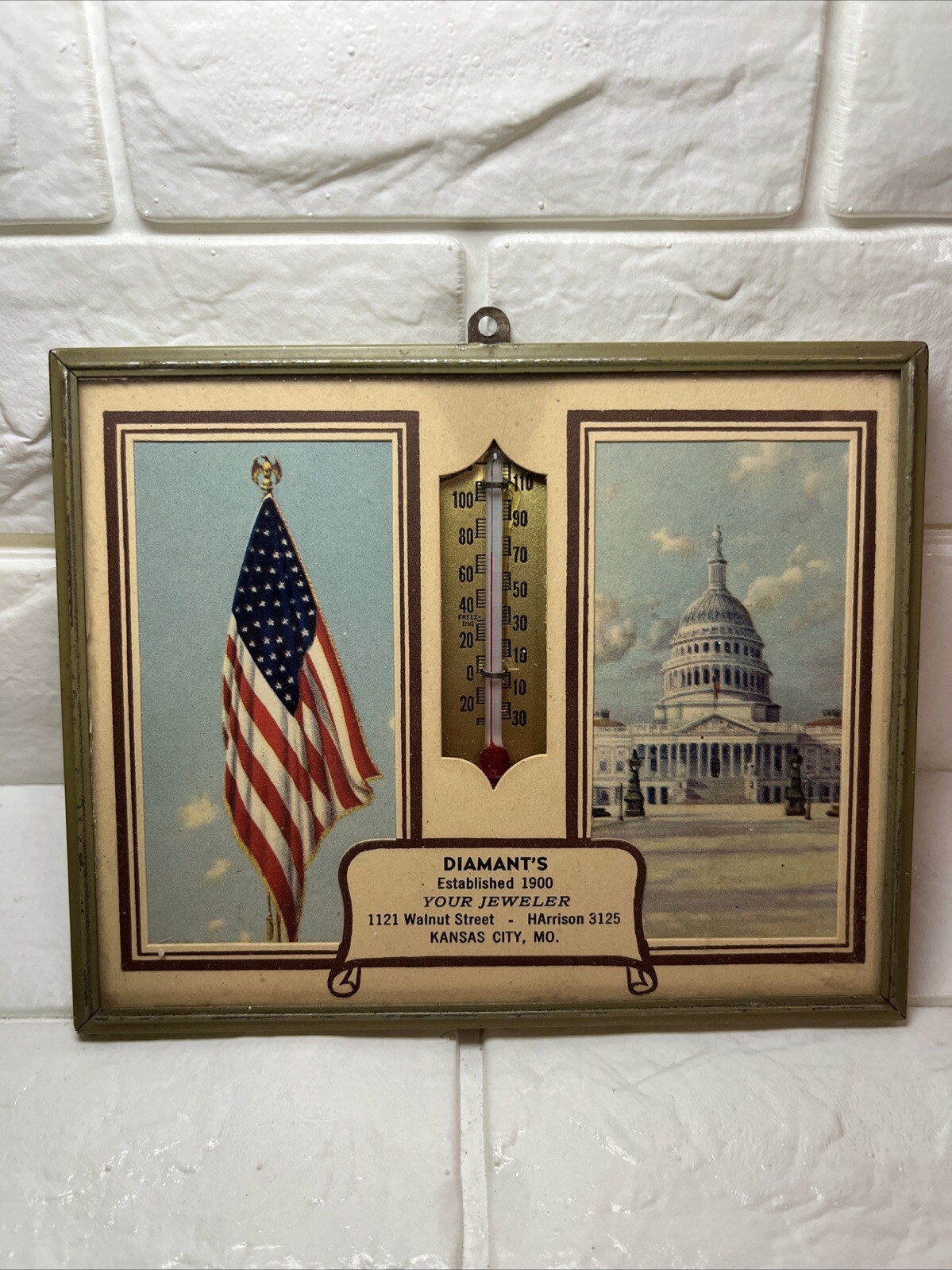VTG Diamant’s Jeweler 1121 Walnut St, Kansas City, MO Advertising Thermometer