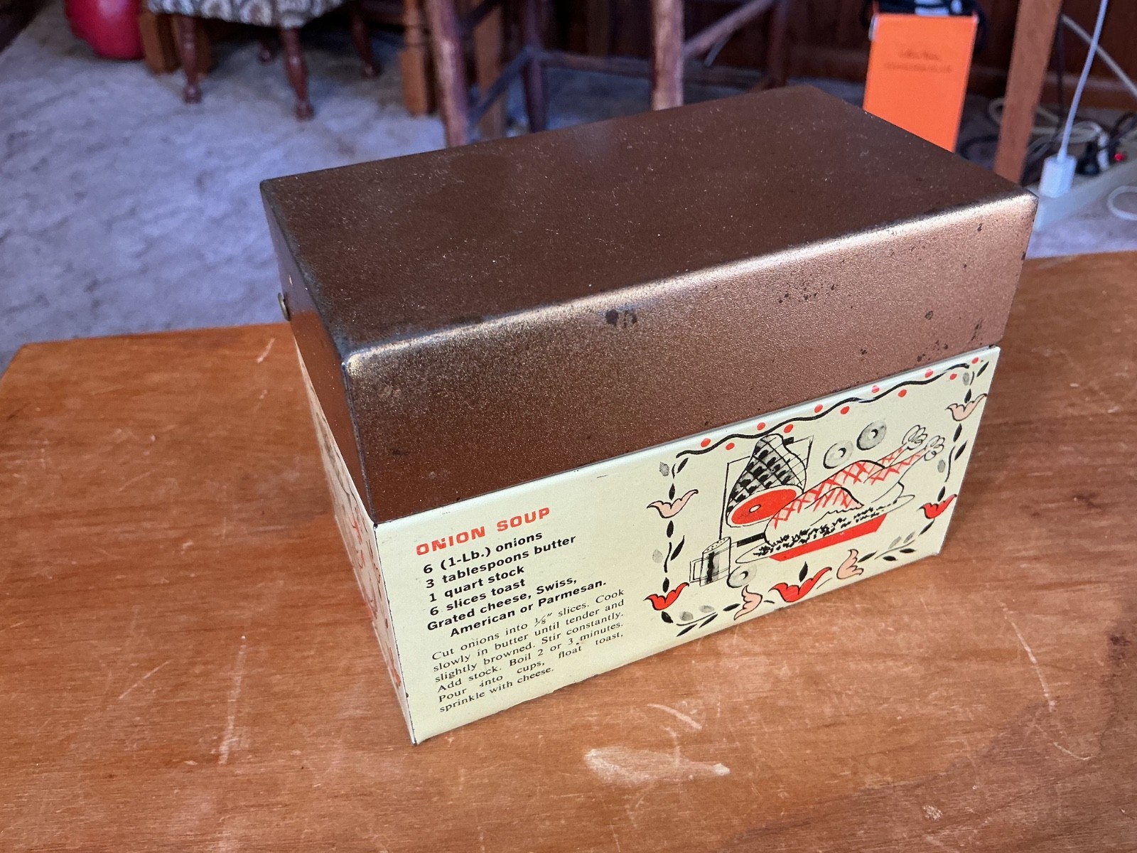 vintage J Chen & Co recipe box full of clippings and recipies 