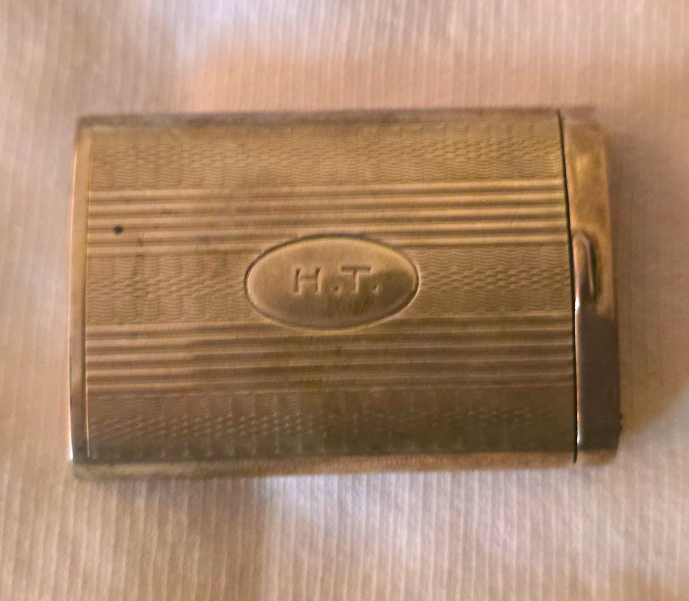 Sterling Sliding match safe Case, Engraved H.T Hallmarked 87g