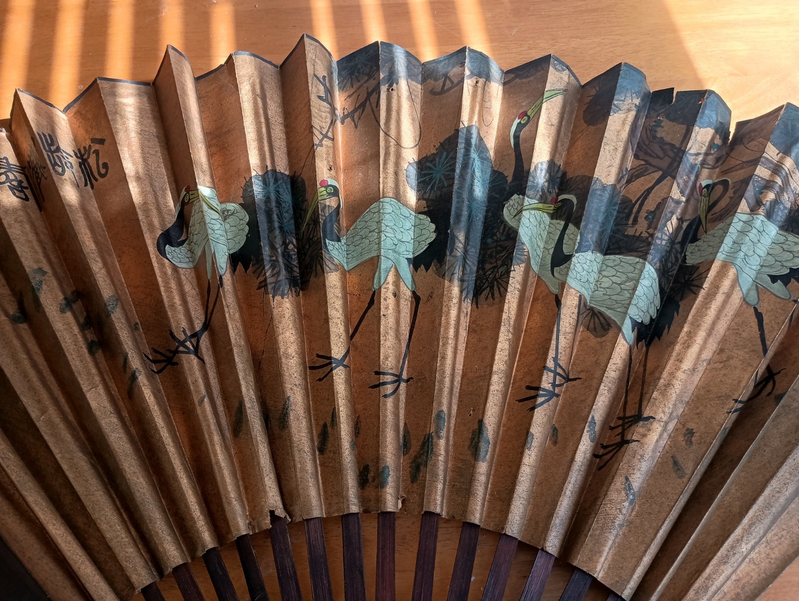 Large Hand Painted Wall Fan Asian Hand Painted Folded Paper Fan, 41\ Large Hand Painted Wall Fan Asian Hand Painted Folded Paper Fan, 41\