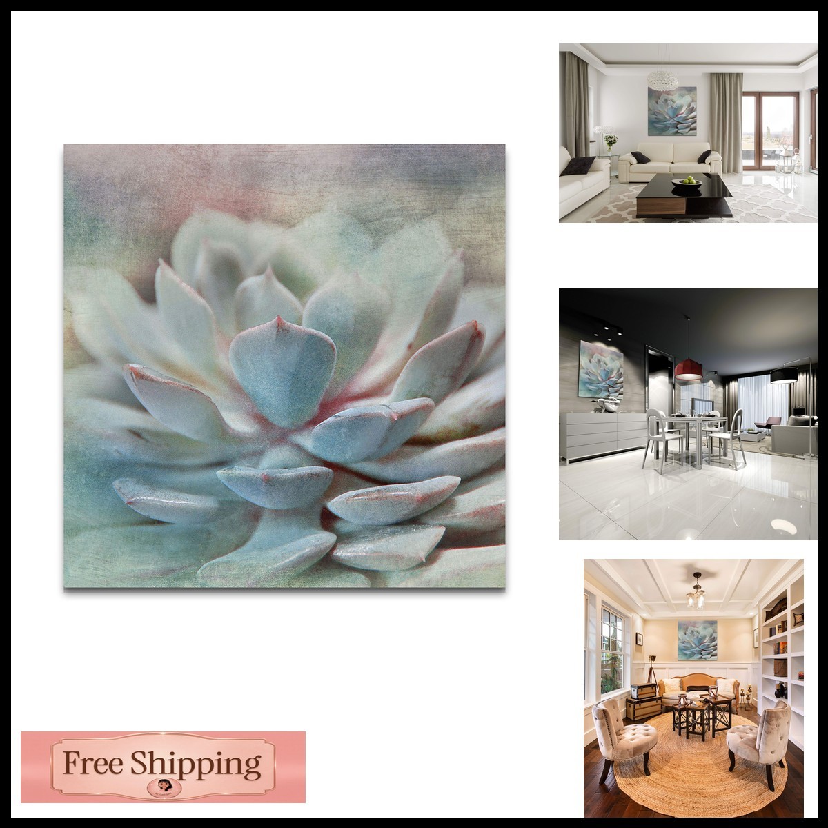 Renditions Gallery Pastel Succulent I Gallery Wrapped Canvas Wall Art