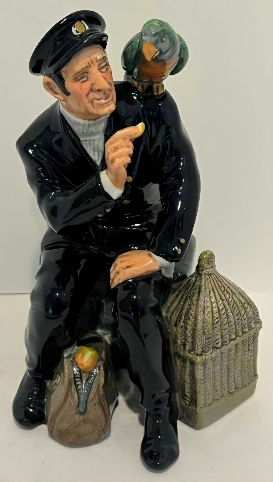 Vintage Royal Doulton Figurine Shore Leave HN 2254 Sailor with Parrot & Birdcage