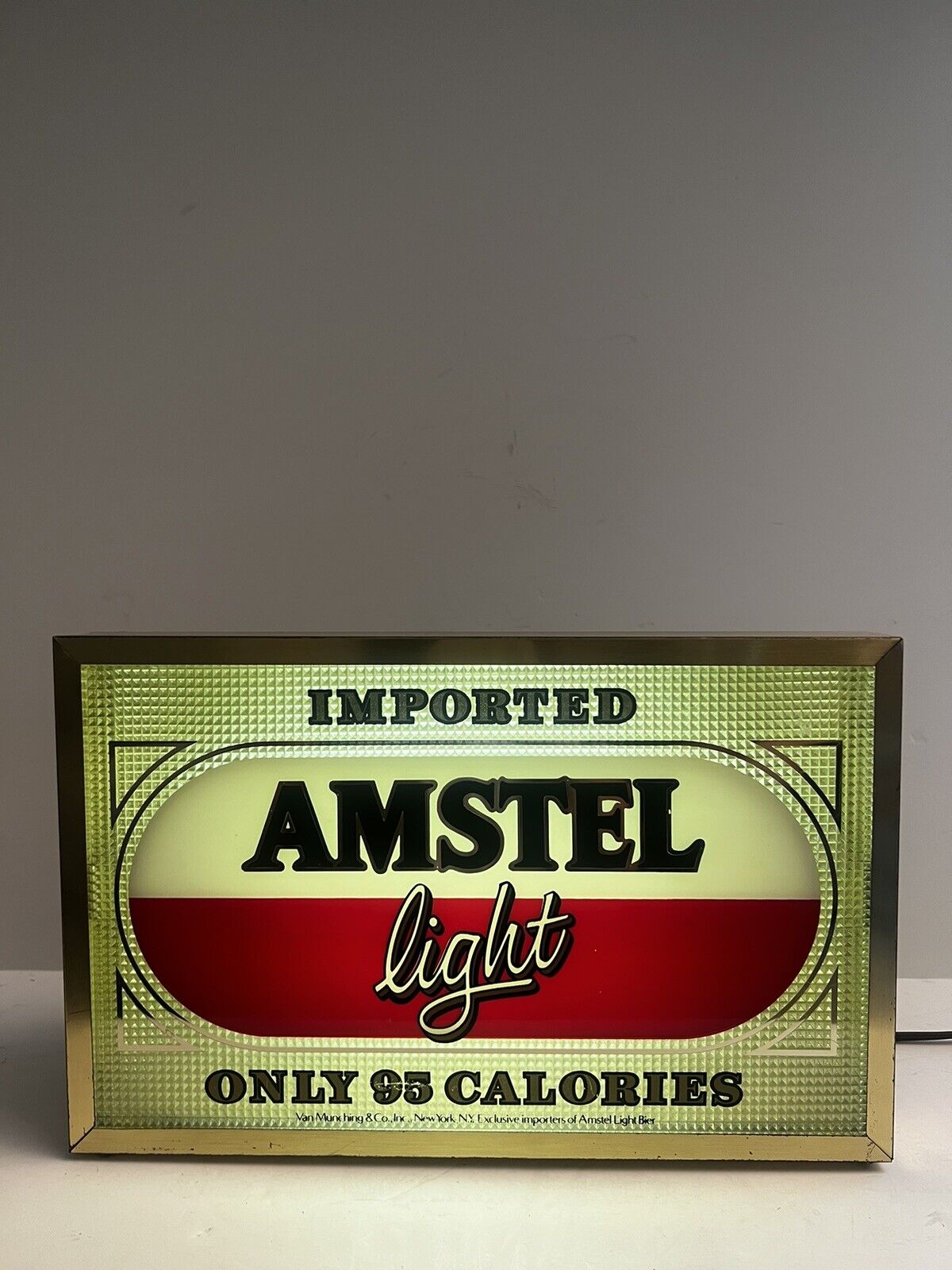 VTG 1980s AMSTEL Light Beer Eletric Bar Sign Tested & Works Man Cave Decor EUC
