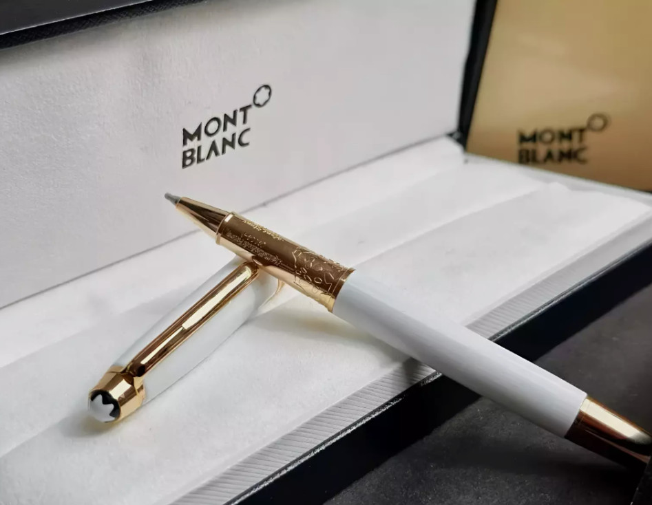 BIG SALE Montblanc White Gold Rollerball Pen Authentic New In Box Luxury Gift