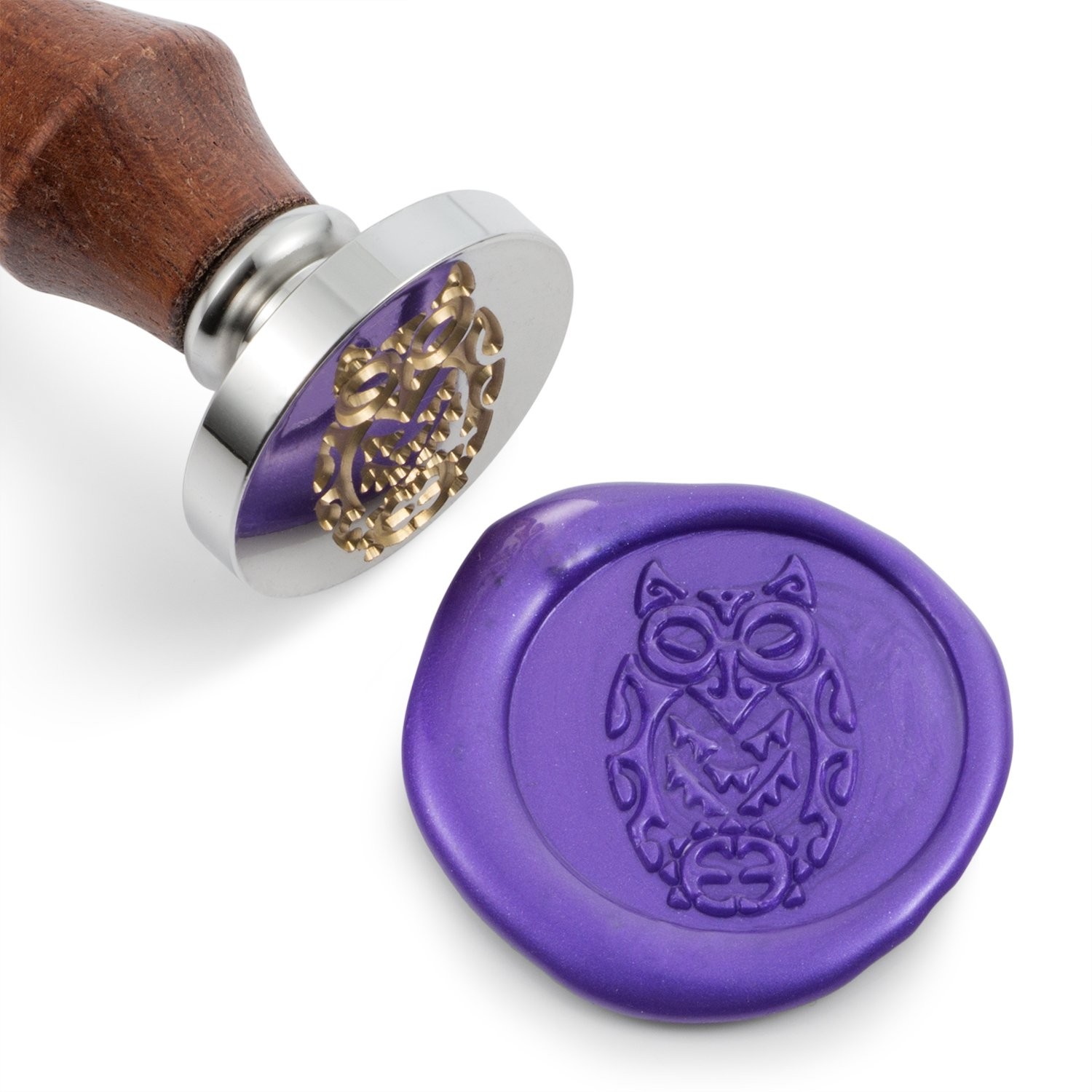 Mceal Wax Seal Stamp,Silver Brass Head with Rosewood Handle, Silver Mceal Wax Seal Stamp,Silver Brass Head with Rosewood Handle, Silver