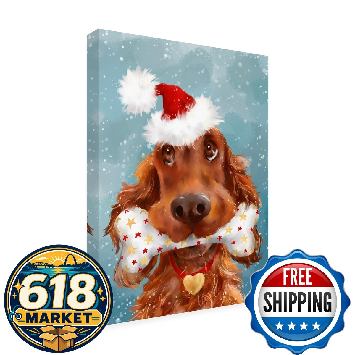 Trademark Fine Art Christmas Irish Setter Canvas Art 24x18