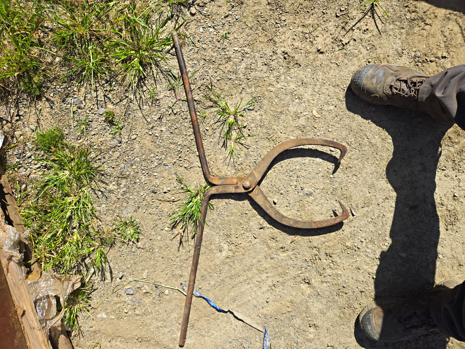 Vtg Antique 2 Man Cast Iron Logging tongs