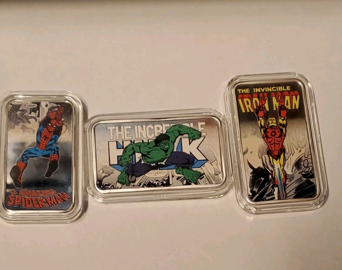 Marvel Bradford Exchange Silver Plated Bars Set Of 3 