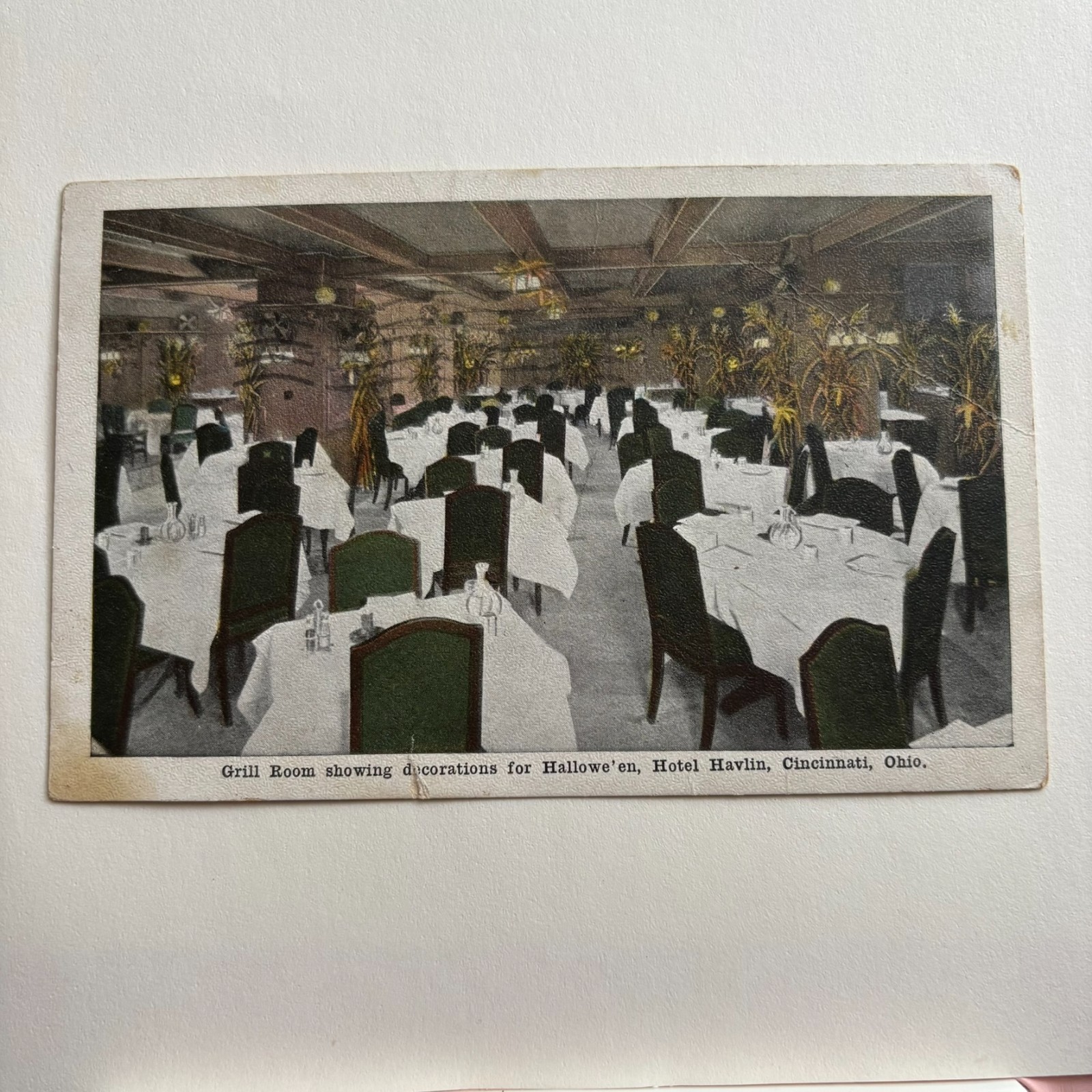 Vintage Postcard Hotel Havlin Grill Room Hallowe\'en Halloween Cincinnati Ohio