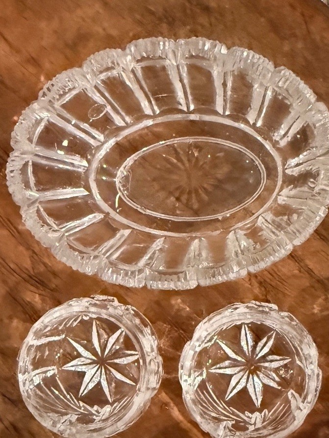 Beautifully Curated/Married Antique Master Salt Cellar w/7 MCM coordinated dips