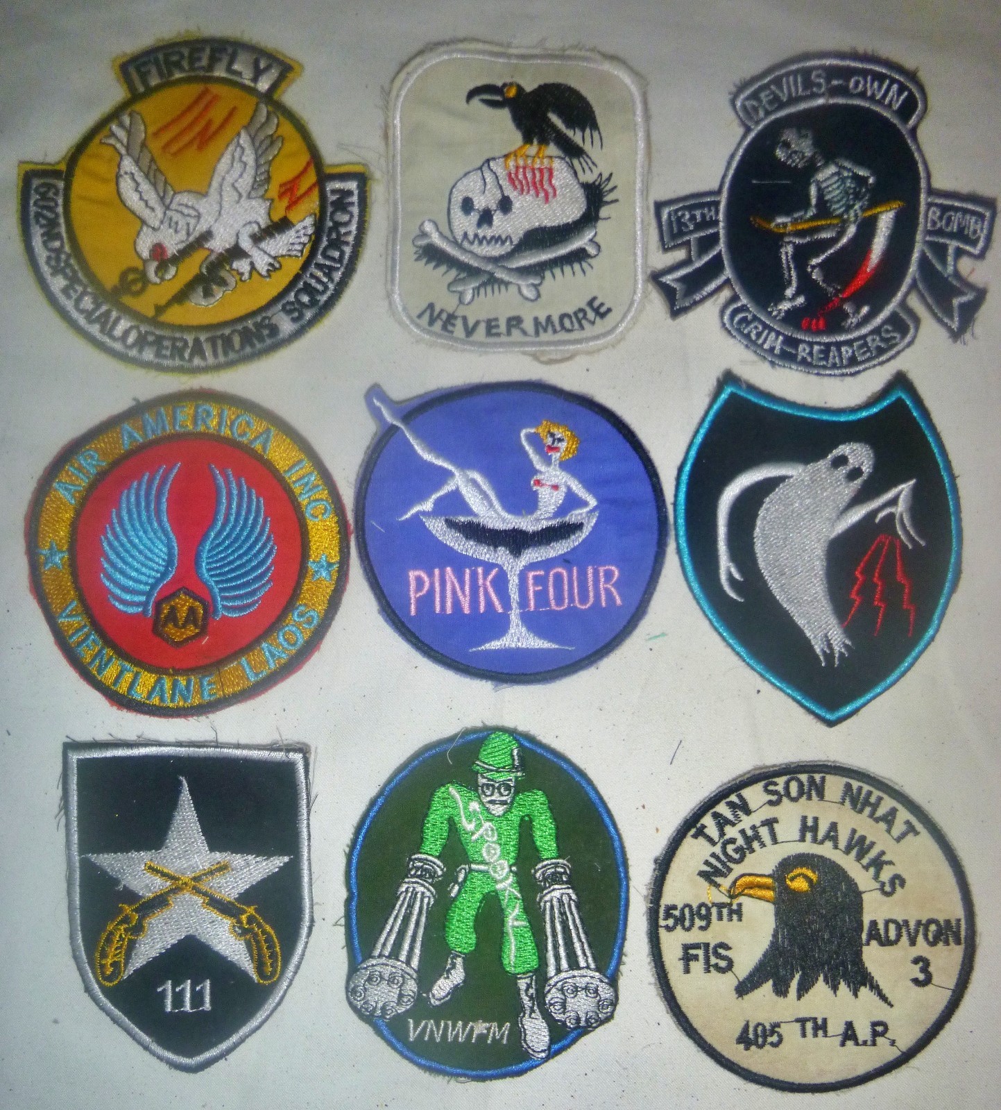 Lot x 9 Patch - CIA Air America - USAF Puff The Magic Dragon - Vietnam War, 9/30