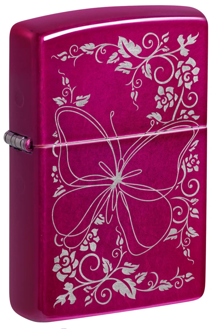Zippo 47158, Butterfly Design, Candy Raspberry Finish Lighter, NEW Zippo 47158, Butterfly Design, Candy Raspberry Finish Lighter, NEW