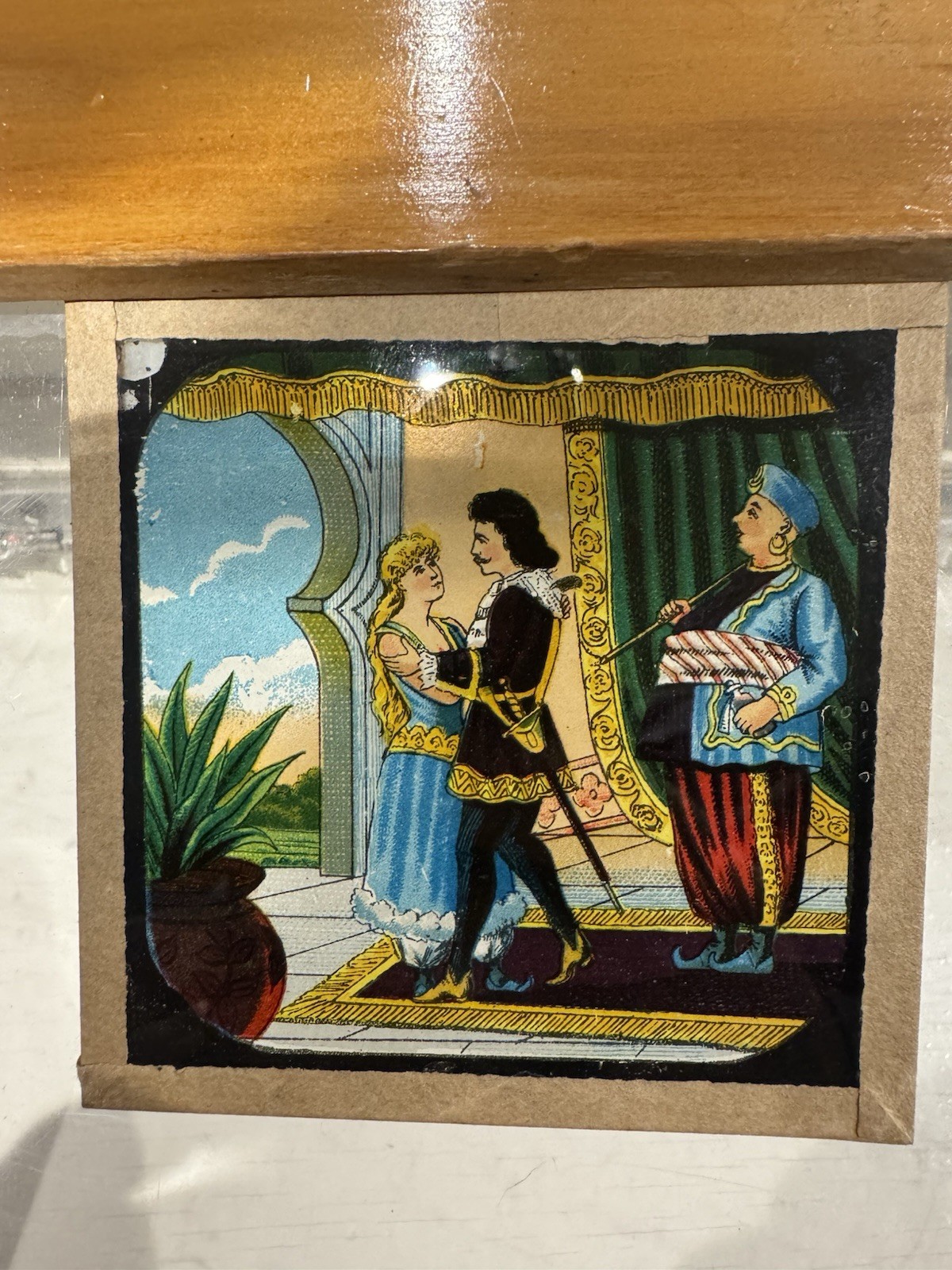 Antique hand-painted The Beauty and the Beast magic lantern slide Number 12