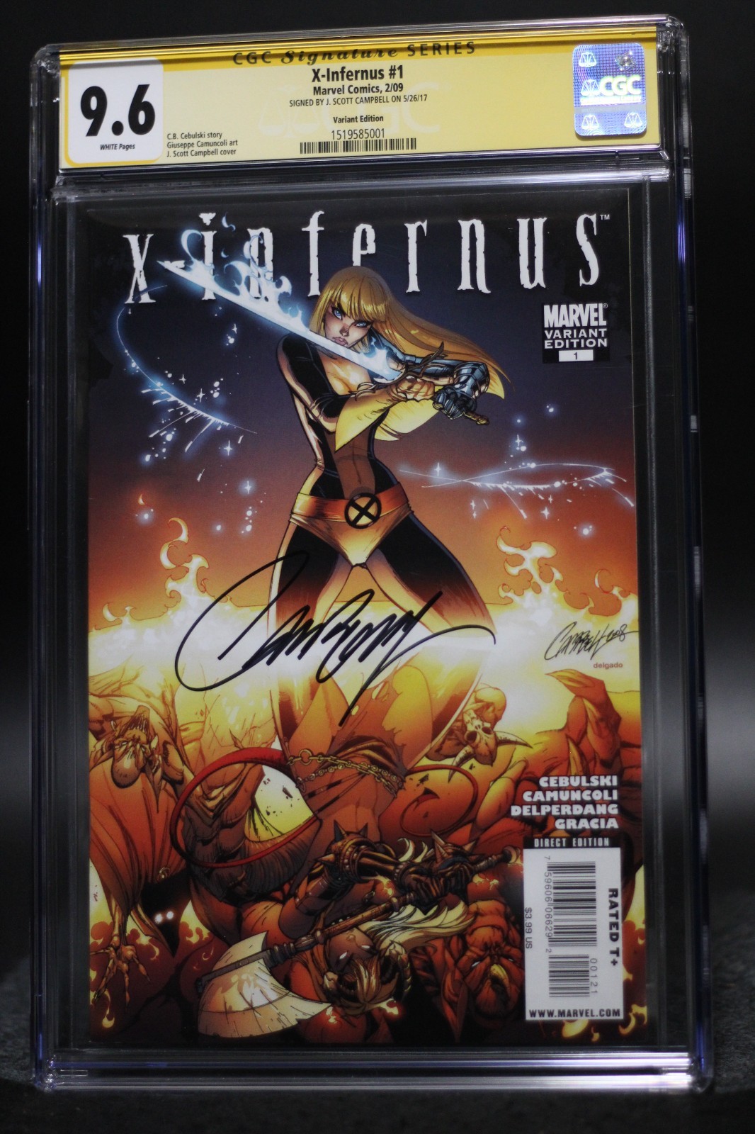 X-Infernus (2009) #1 Signed By J. Scott Campbell Variant CGC SS 9.6 White Pages