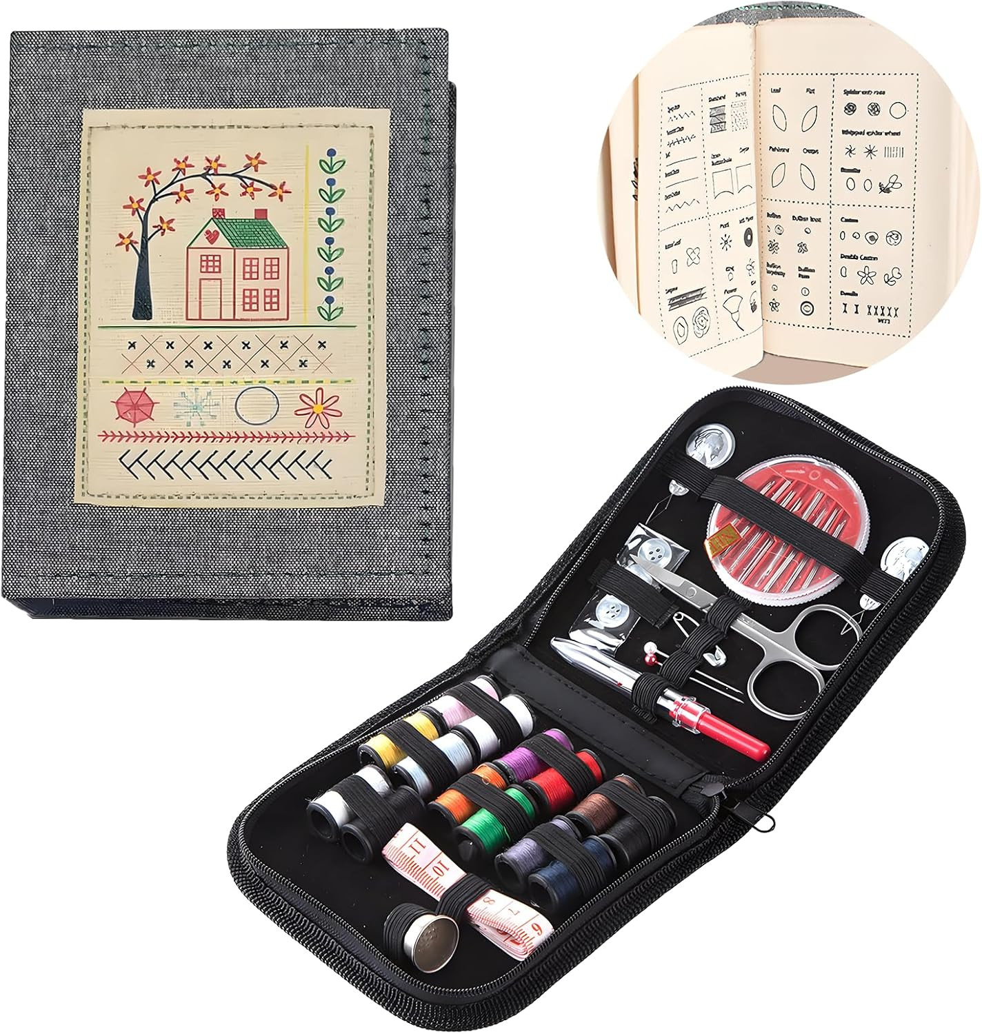 Embroidery ,Embroidery Stitch ,Sewing Books for Beginners Adult，Plus a Set of Se