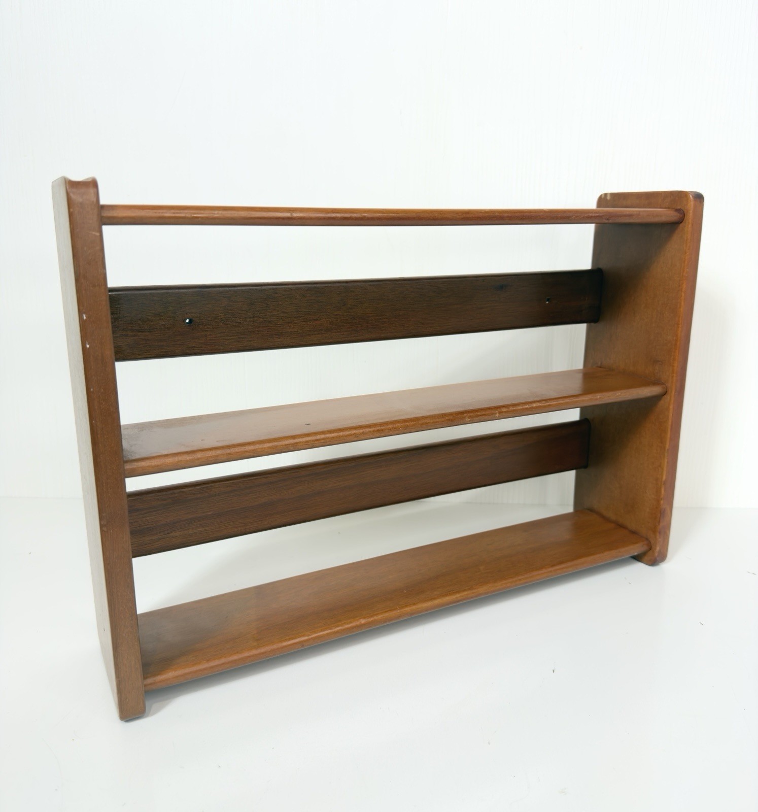 Vintage MCM Danish Style Teak Spice Rack Wall Hang 16x11”