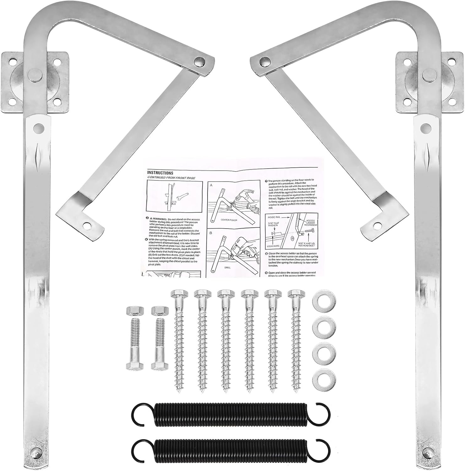 55-2 Attic Ladder Hinge Arms with Springs,Compatible with Werner Mk5, WU2210, W2