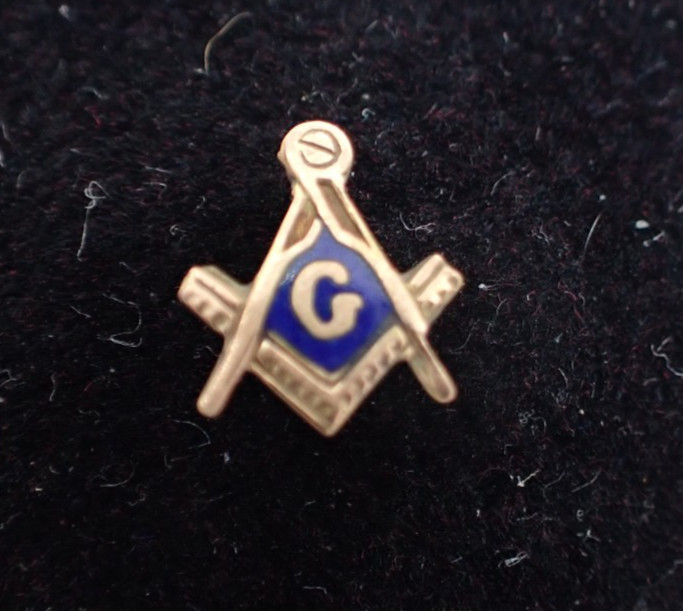 Antique 10k Gold Enamel Masonic Freemason Ring Stone Insert