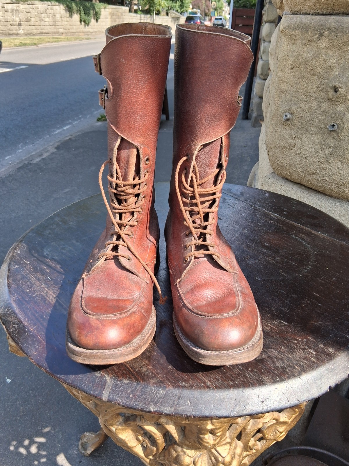 WW2 British Officers Double Buckle Boots Dated 1945 Size 8 Hobnail Ammo Dispatch