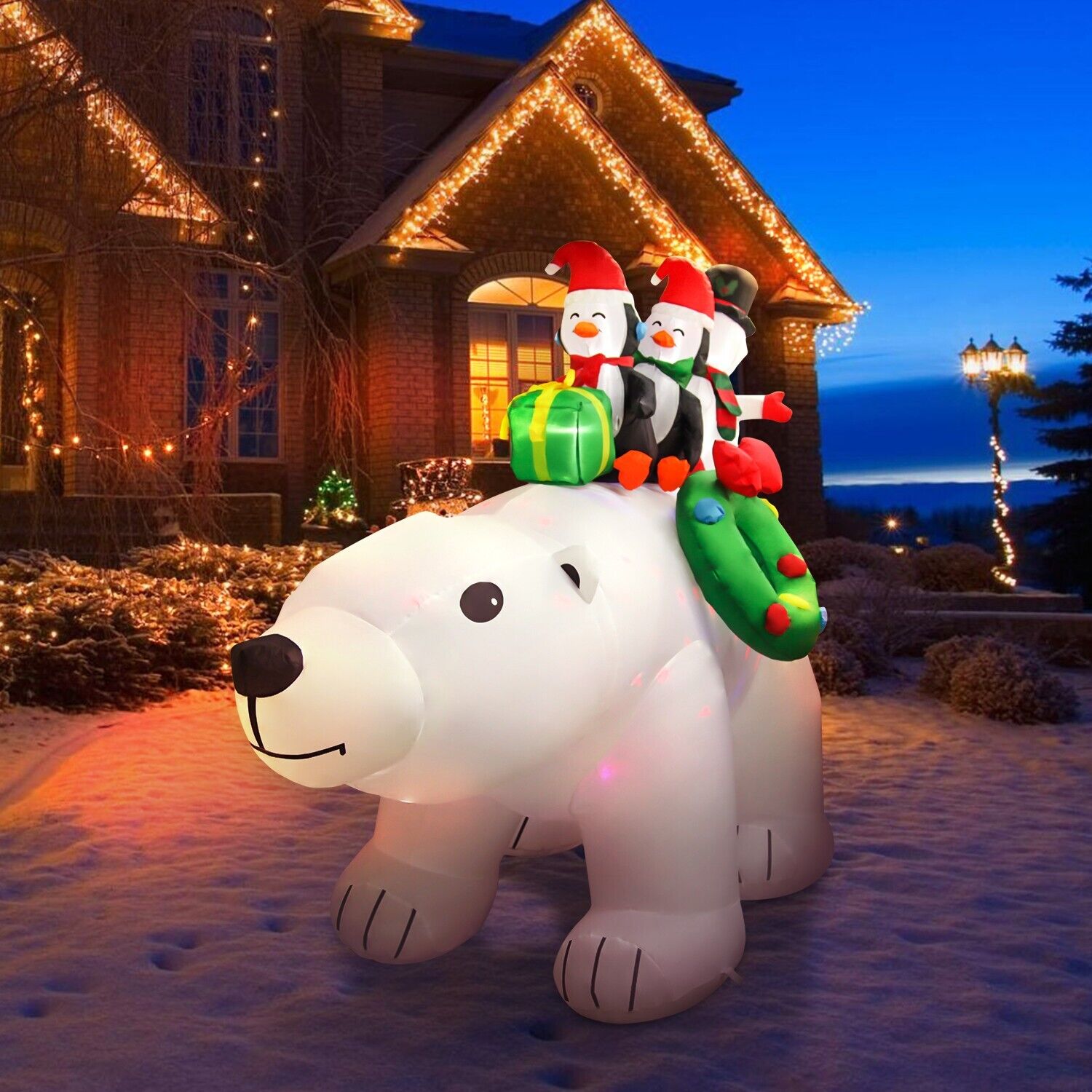 8FT Christmas Inflatable Snowman Polar Bear Penguin Familly Outdoor Yard Decro