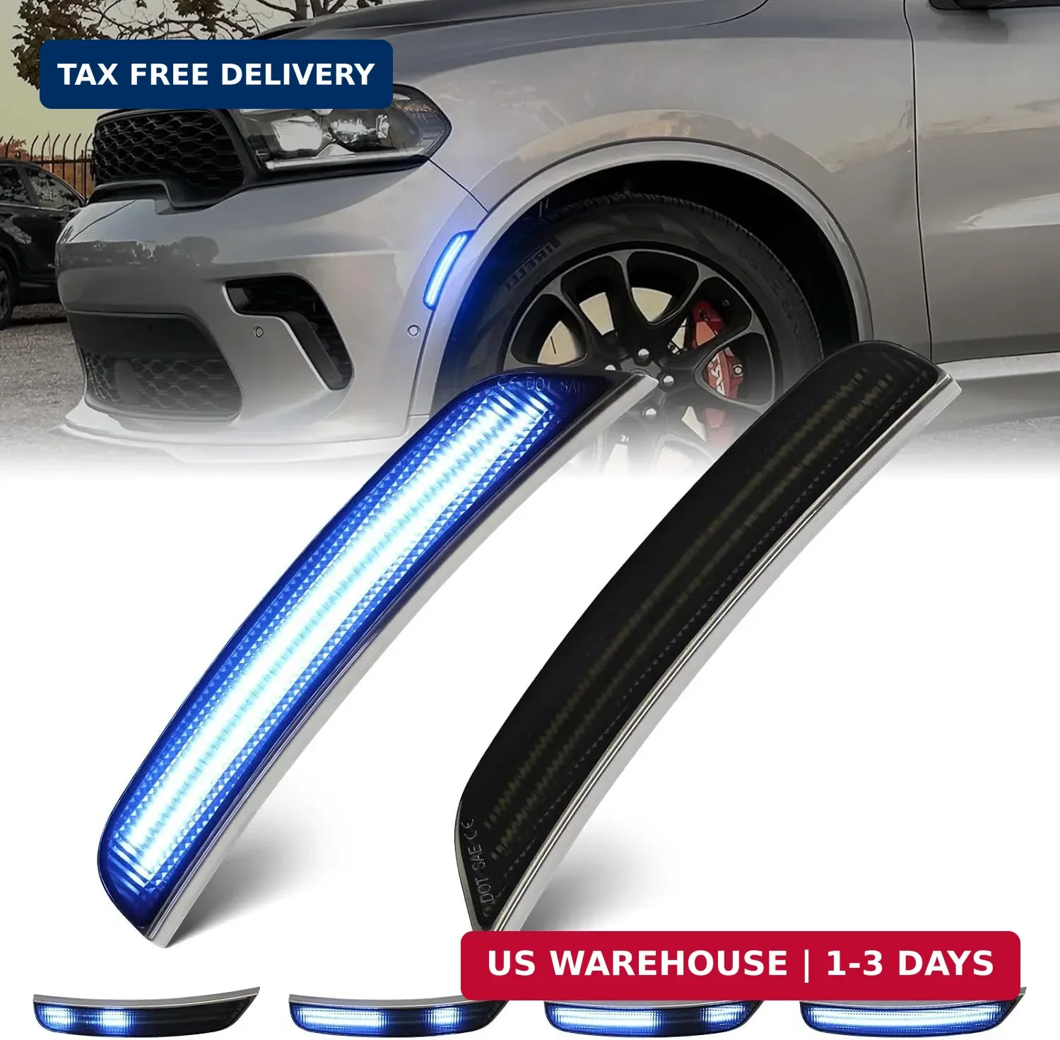 Dynamic Blue LED Side Marker Lights Compatible with 2021-2026 Dodge Durango | Ci Dynamic Blue LED Side Marker Lights Compatible with 2021-2026 Dodge Durango | Ci