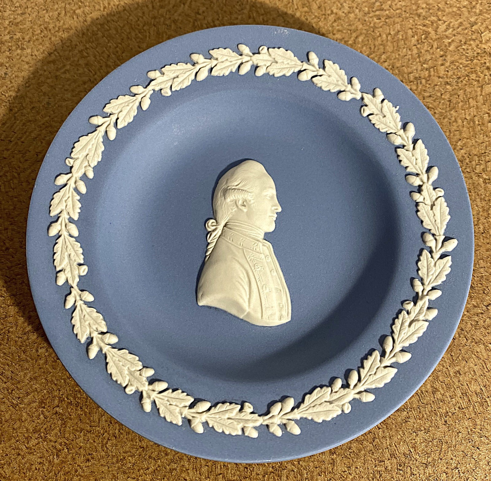 Wedgwood Blue Jasperware CAPTAIN JAMES COOK Trinket Pin Dish 4.25\