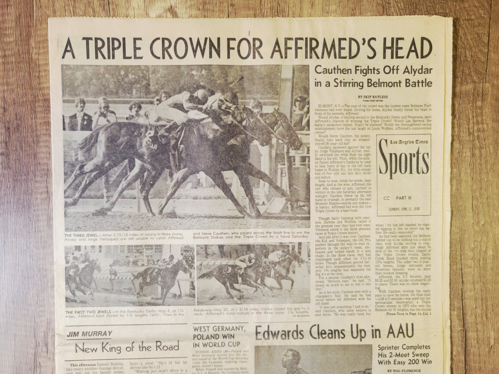 1978 Jun 11: LA Times Triple Crown For Affirmed Belmont Stakes Win Horse Racing