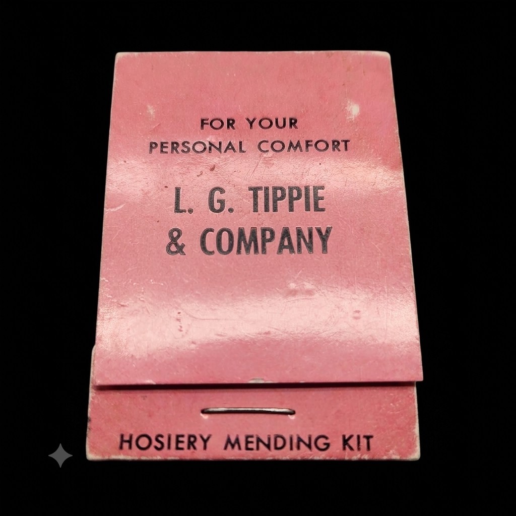 Vtg L.G. Tippie Hosiery Mending Kit Matchbook MCM Pink San Antonio Texas Freight