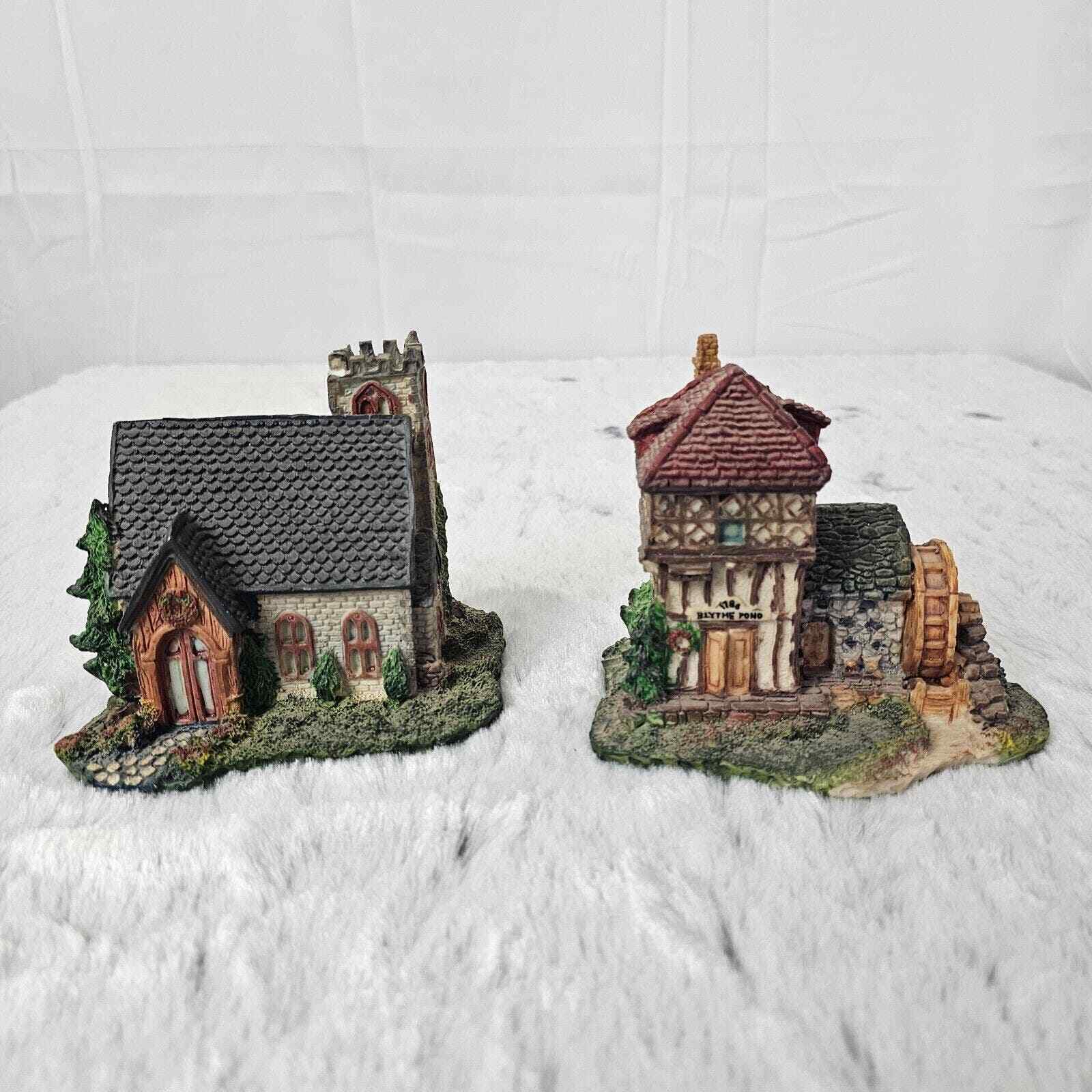 Lot of 2 Department 56 Dickens\' Miniatures Village Norman Church Blythe Pond Rea