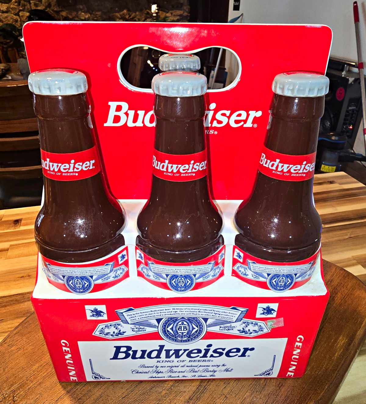 Budweiser Breweriana Beer  VINTAGE Enesco BUDWEISER 6-pack COOKIE JAR